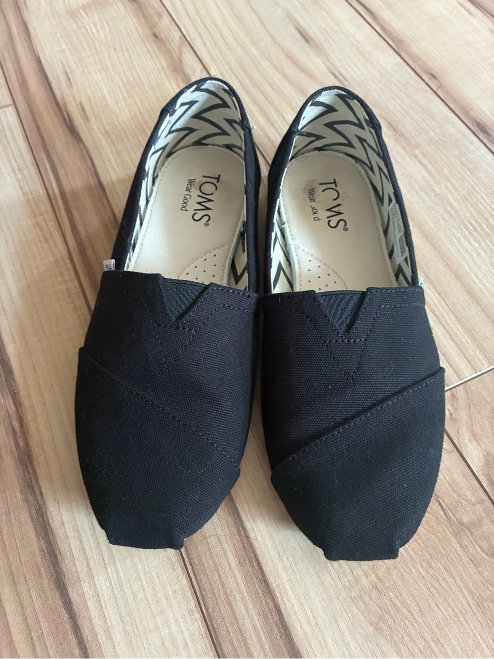 Toms Black Canvas Slip-On Flats
